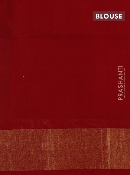 Ikat silk cotton saree grey and red with allover ikat weaves and zari woven border