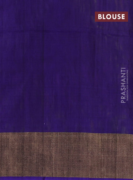 Ikat silk cotton saree light green and blue with allover ikat weaves and zari woven border
