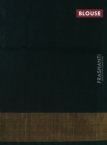 Ikat silk cotton saree blue and green with allover ikat weaves and zari woven border