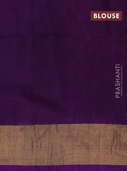 Ikat silk cotton saree dark pink and purple with allover ikat weaves and zari woven border
