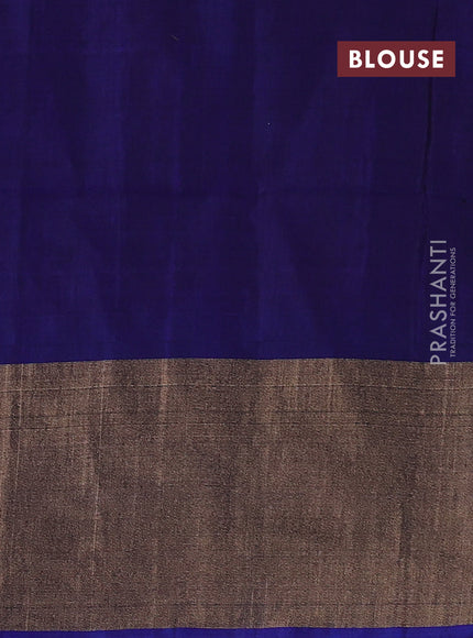 Ikat silk cotton saree pink and blue with allover ikat weaves and ikat woven zari border