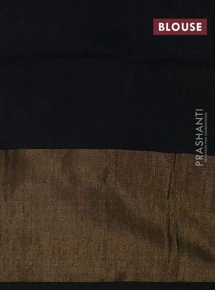 Ikat silk cotton saree cs blue and black with allover ikat weaves and ikat woven zari border