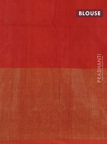Ikat silk cotton saree grey and orange with allover ikat weaves and ikat woven zari border