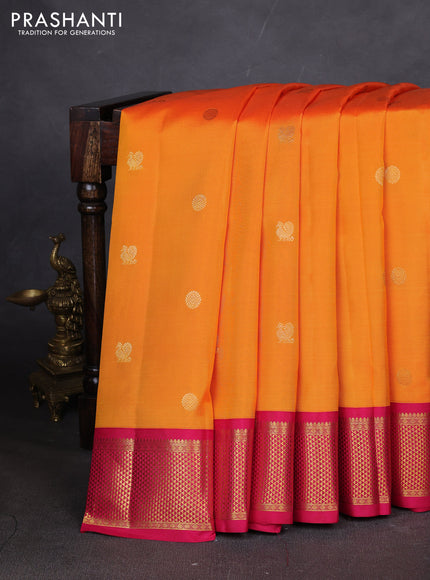 10 yards silk saree mango yellow and pink with zari woven buttas and zari woven border