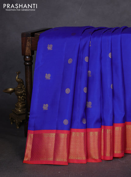 10 yards silk saree blue and pink with zari woven buttas and zari woven border