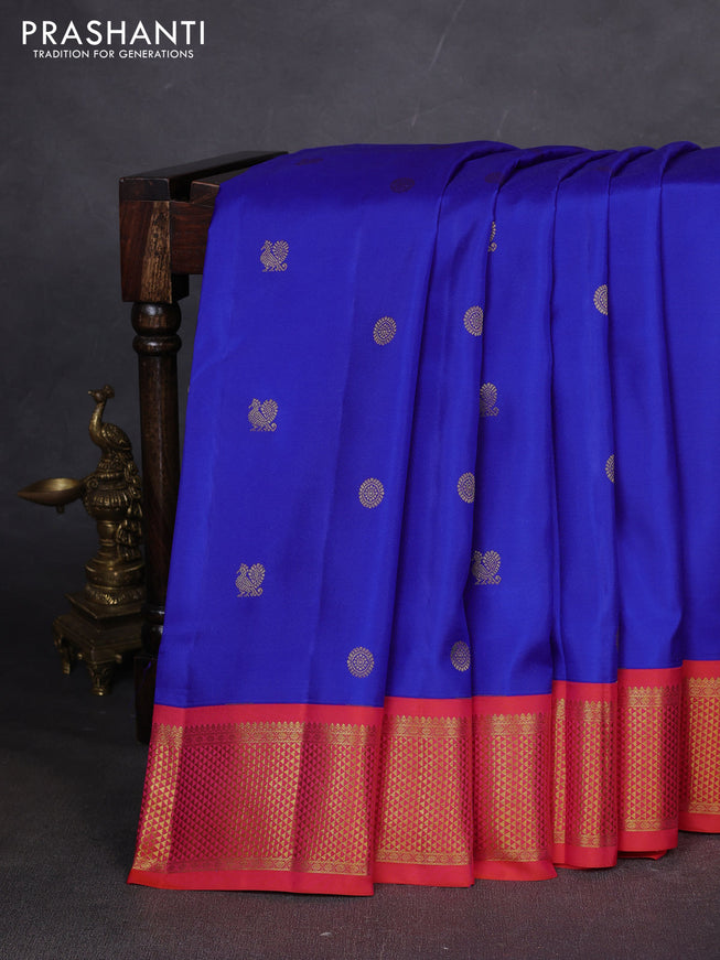10 yards silk saree blue and pink with zari woven buttas and zari woven border