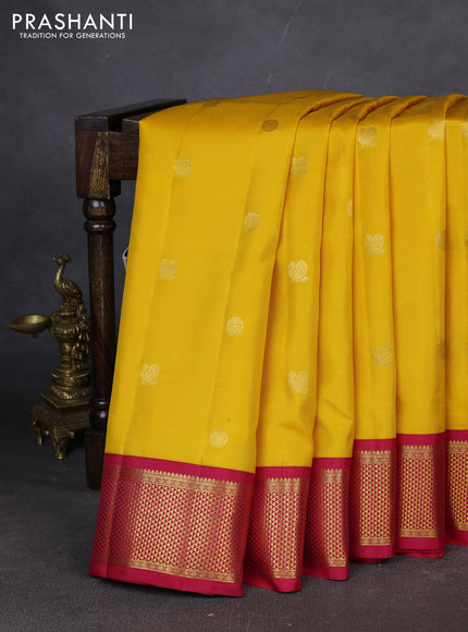 10 yards silk saree mustard yellow and pink with zari woven buttas and zari woven border