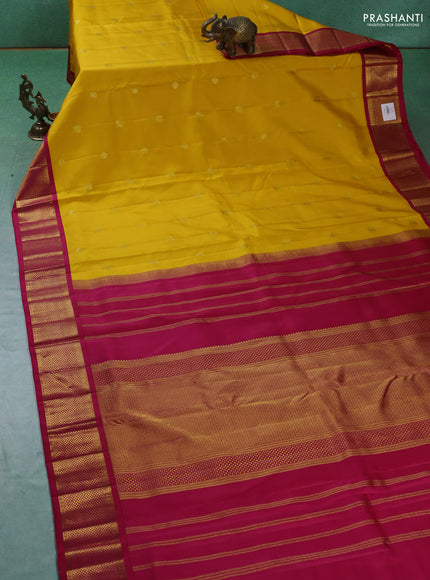 10 yards silk saree mustard yellow and pink with zari woven buttas and zari woven border