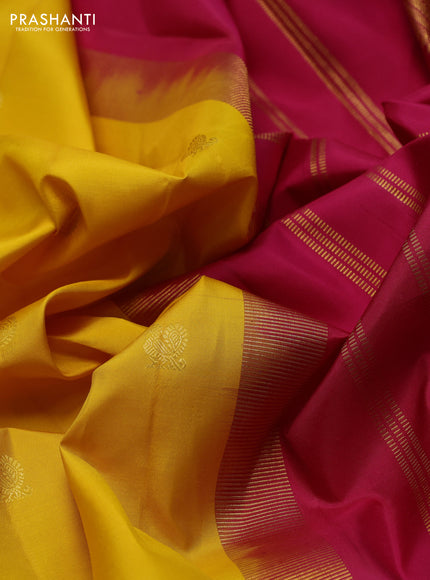 10 yards silk saree mustard yellow and pink with zari woven buttas and zari woven border