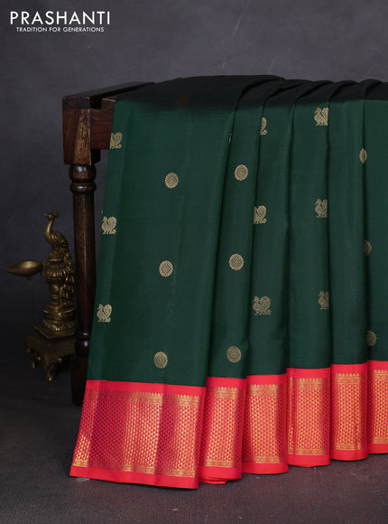 10 yards silk saree green and dual shade of pinkish orange with zari woven buttas and zari woven border