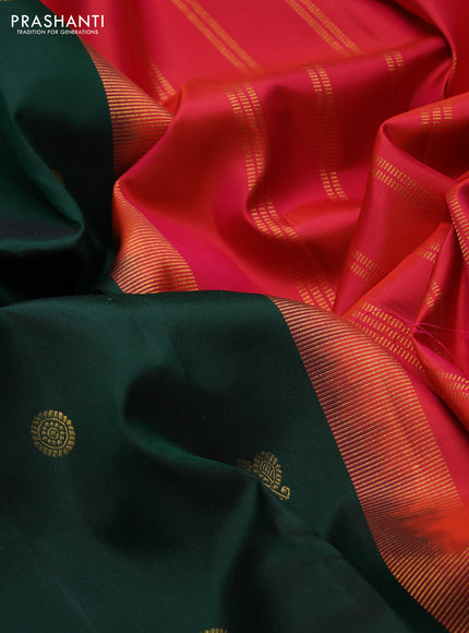 10 yards silk saree green and dual shade of pinkish orange with zari woven buttas and zari woven border