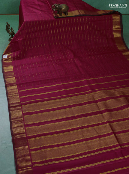 10 yards silk saree pink with thread & zari stripes pattern and zari woven border