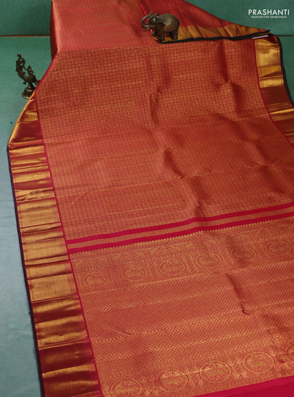 Pure kanchipuram silk saree maroon with allover zari checks & annam weaves and zari woven border