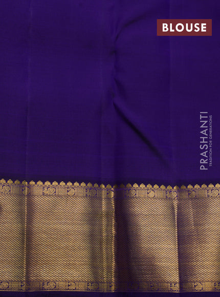 Pure kanchipuram silk saree blue with allover zari checks & buttas and zari woven border