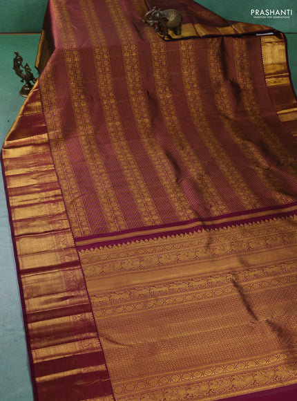 Pure kanchipuram silk saree maroon with allover zari woven brocade weaves and zari woven border