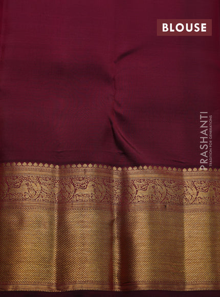 Pure kanchipuram silk saree maroon with allover zari woven brocade weaves and zari woven border