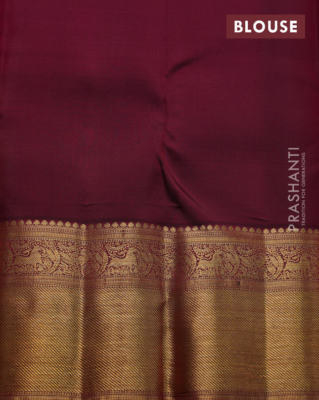 Pure kanchipuram silk saree maroon with allover zari woven brocade weaves and zari woven border