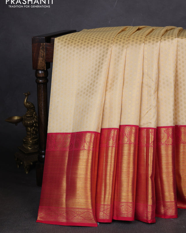 Pure kanchipuram silk saree sandal and pink with allover zari woven 1000 buttas and long zari woven border