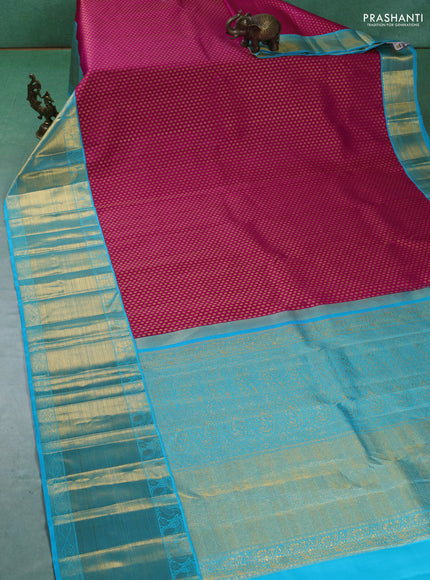 Pure kanchipuram silk saree pink and cs blue with allover zari woven 1000 buttas and long zari woven border