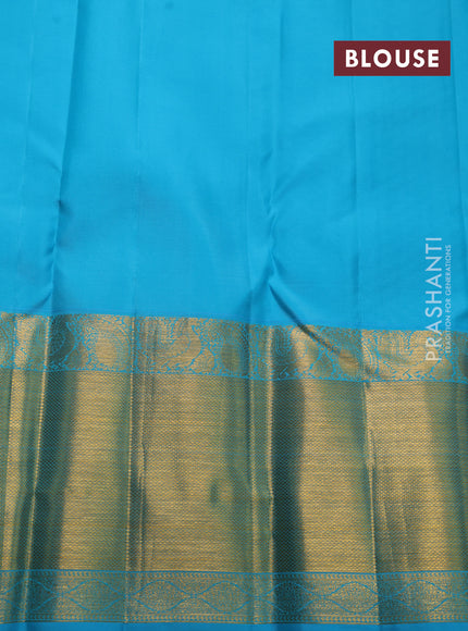 Pure kanchipuram silk saree pink and cs blue with allover zari woven 1000 buttas and long zari woven border