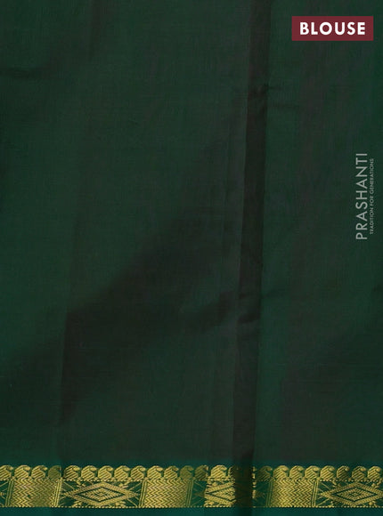 Silk cotton saree pink and green with plain body and zari woven border