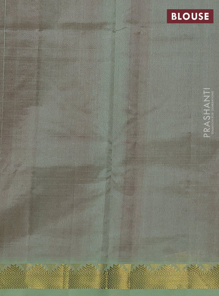 Silk cotton saree red and pista green with plain body and zari woven border