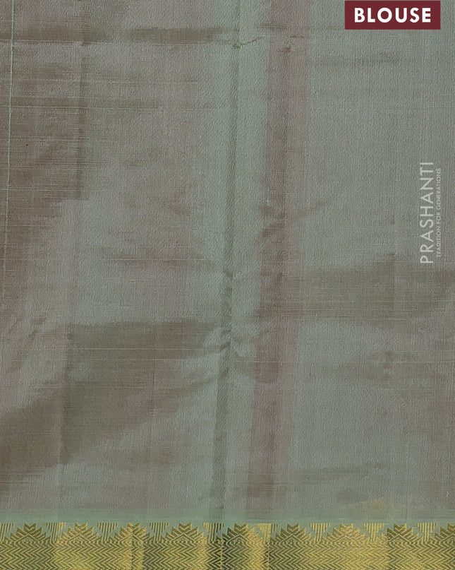 Silk cotton saree red and pista green with plain body and zari woven border