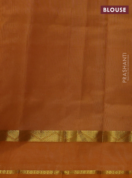 Silk cotton saree cream and mango yellow with plain body and rettapet zari woven border