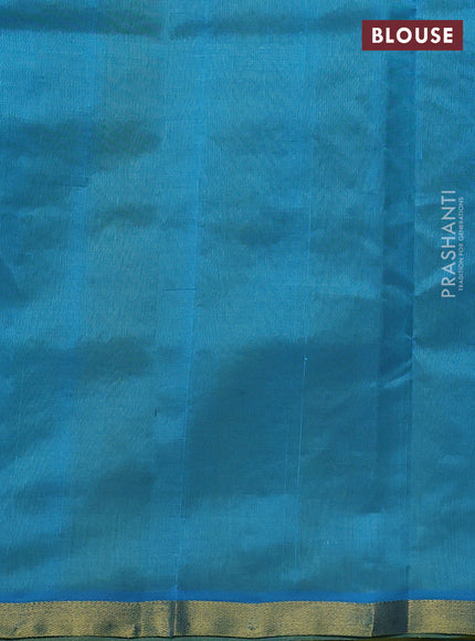 Silk cotton saree lime yellow and cs blue with annam zari woven buttas and zari woven border