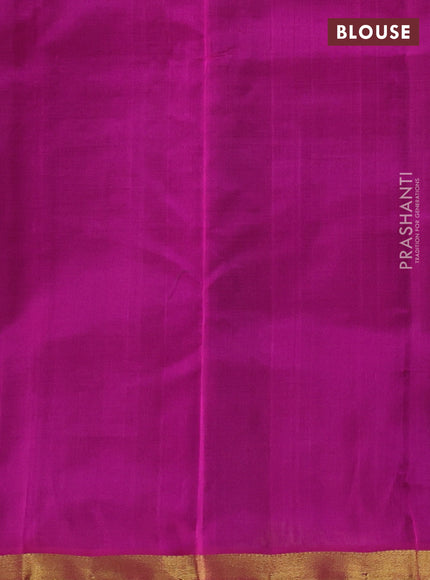 Silk cotton saree green and pink with annam zari woven buttas and zari woven border