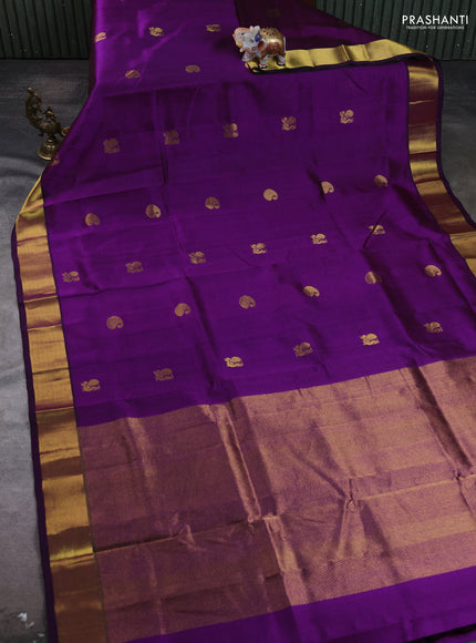 Silk cotton saree purple with paisley zari woven buttas and zari woven border