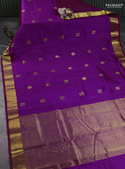 Silk cotton saree purple with paisley zari woven buttas and zari woven border