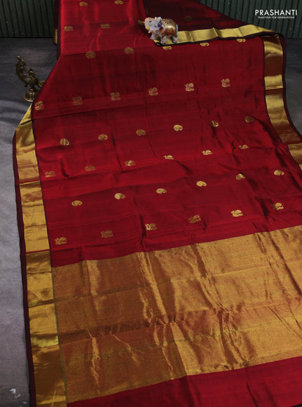Silk cotton saree maroon with paisley zari woven buttas and zari woven border