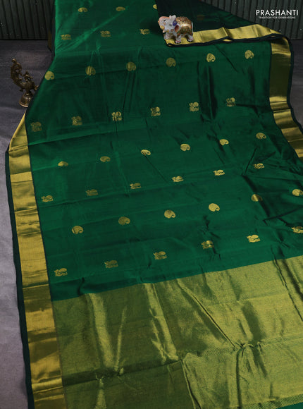 Silk cotton saree green with paisley zari woven buttas and zari woven border