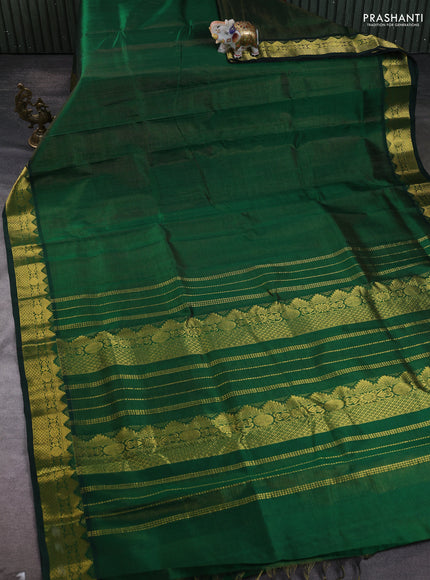 Silk cotton saree green with allover vairaosi pattern and zari woven border
