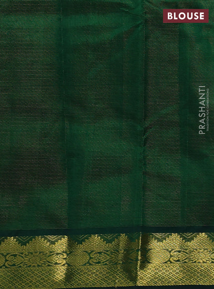 Silk cotton saree green with allover vairaosi pattern and zari woven border