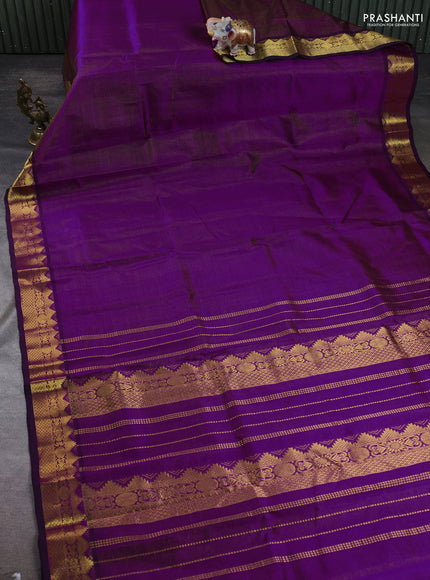 Silk cotton saree purple with allover vairaosi pattern and zari woven border