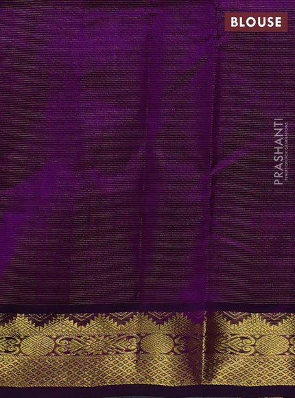 Silk cotton saree purple with allover vairaosi pattern and zari woven border