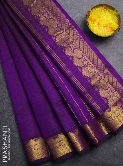 Silk cotton saree violet with allover vairaosi pattern and zari woven border