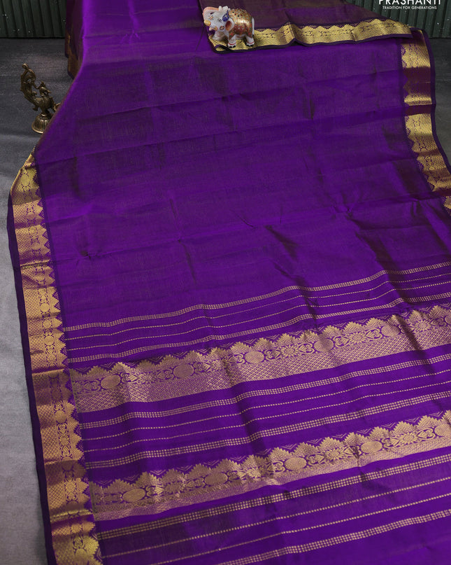 Silk cotton saree violet with allover vairaosi pattern and zari woven border