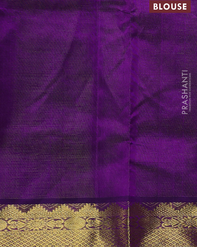 Silk cotton saree violet with allover vairaosi pattern and zari woven border