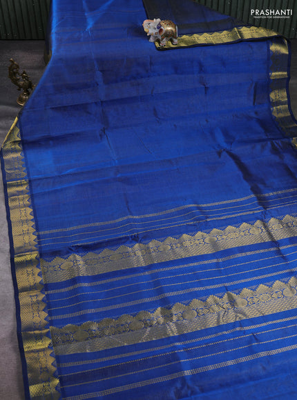 Silk cotton saree peacock blue with allover vairaosi pattern and zari woven border