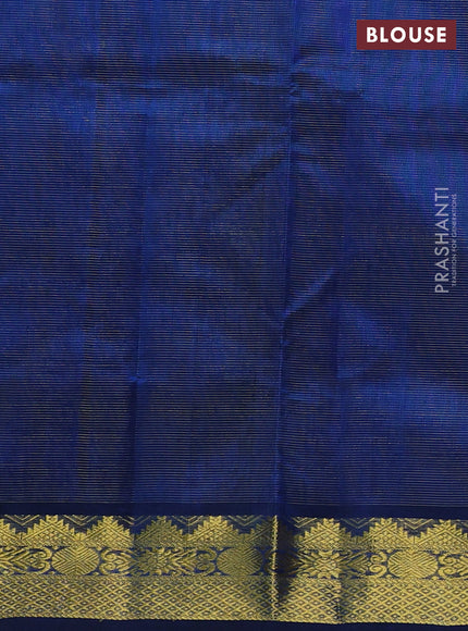 Silk cotton saree peacock blue with allover vairaosi pattern and zari woven border