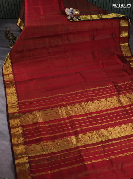 Silk cotton saree maroon with allover vairaosi pattern and zari woven border