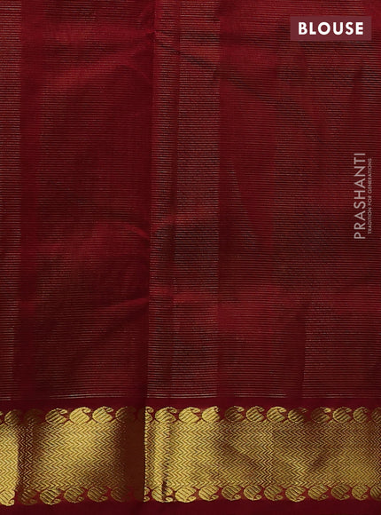 Silk cotton saree mehendi green and maroon with allover vairaosi pattern and zari woven border