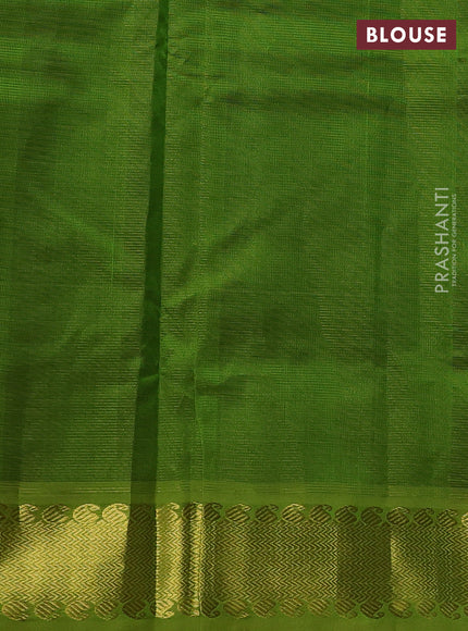Silk cotton saree coffee brown and light green with allover vairaosi pattern and zari woven border