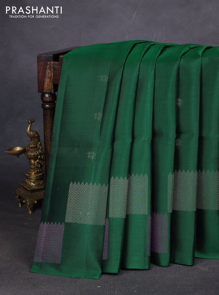 Pure soft silk saree green with woven buttas and zari woven butta border