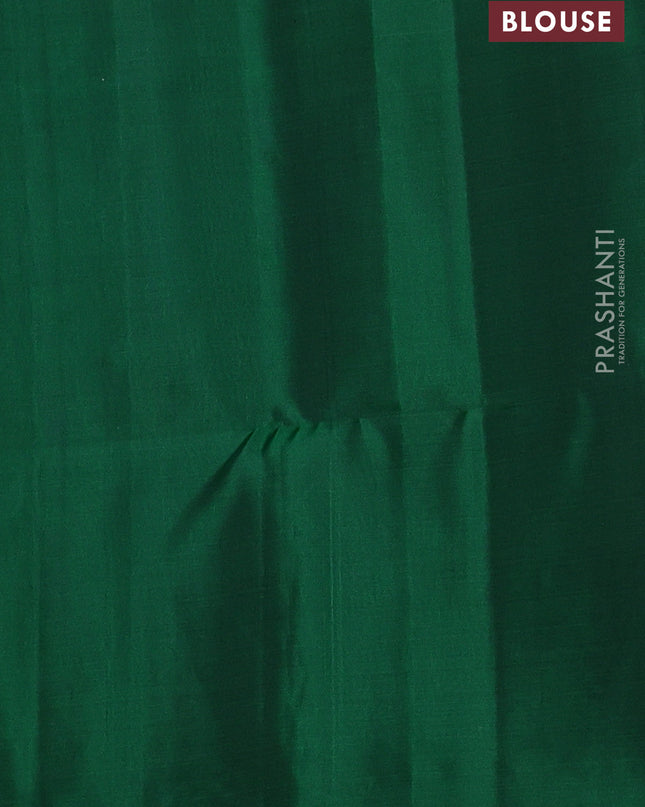 Pure soft silk saree green with woven buttas and zari woven butta border