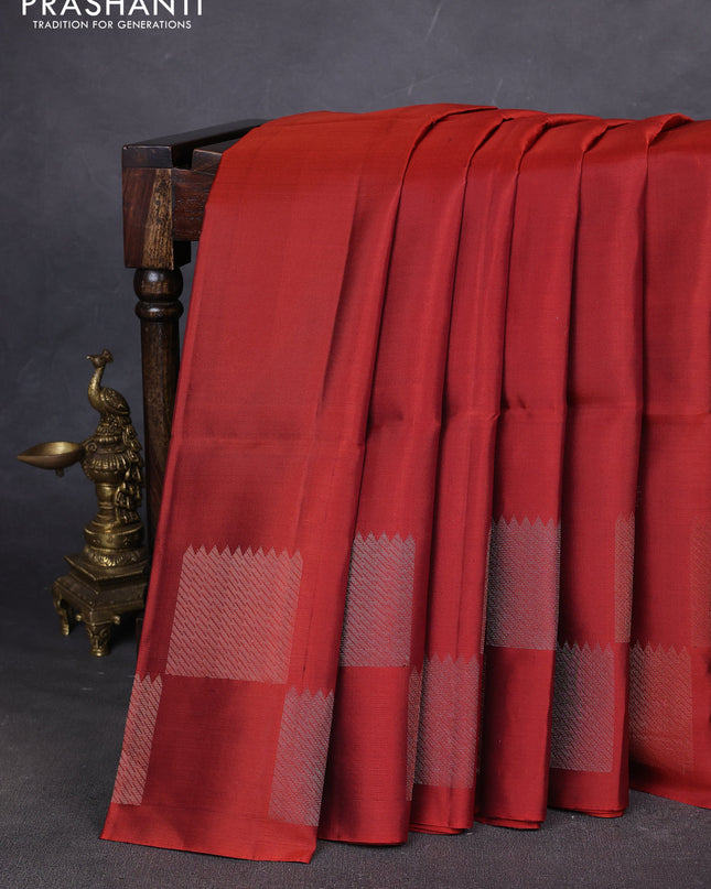 Pure soft silk saree maroon with woven buttas and zari woven butta border