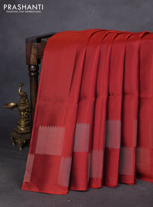 Pure soft silk saree maroon with woven buttas and zari woven butta border